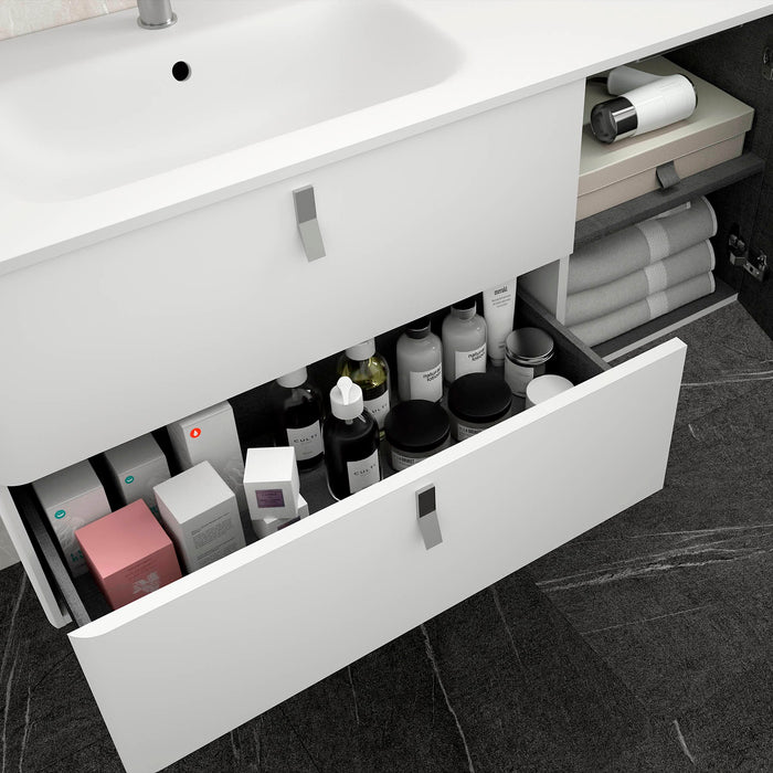 UNIIQ Sketch 900 x 450mm Wall Hung Vanity Unit with Basin - Right Handed Matt White