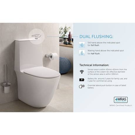 RAK Sensation Close Coupled WC Toilet with Touchless Flushing - Closed Back - Rimless & Soft Close Seat & Cistern