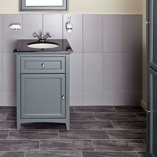 Savoy 600mm Granite Top Floorstanding Vanity Unit - Charcoal Grey