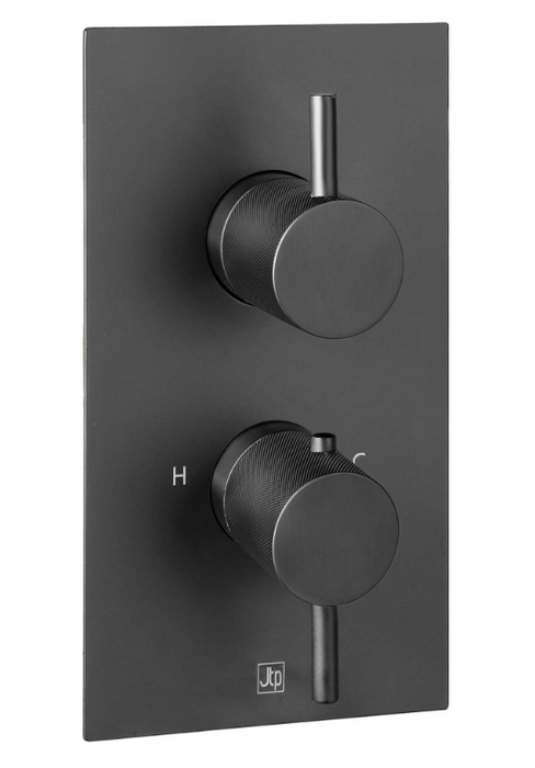 JTP VOS Noir Matt Black Thermostatic Concealed 1 Outlet Shower Valve - Select Design