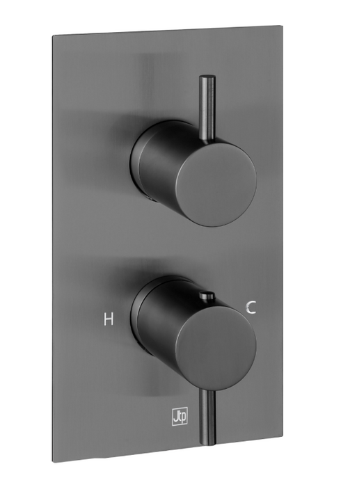 JTP VOS Brushed Black Thermostatic Concealed 2 Outlet Shower Valve - Select Design