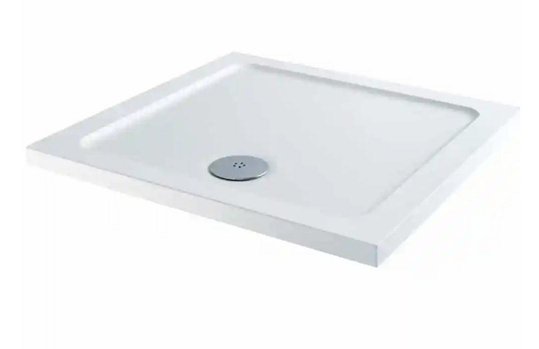 MX White Square ABS Stone Resin Shower Tray - Select Size