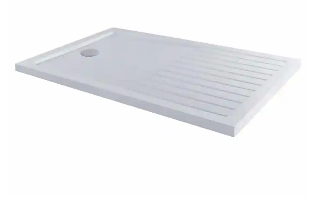 MX White Walk-In Shower Trays with Drying Area - Select Size