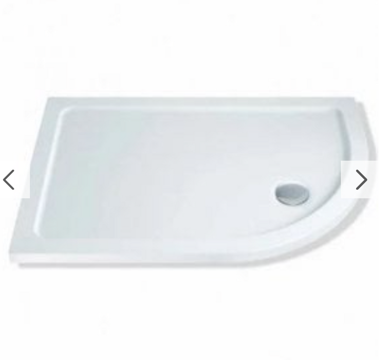 MX White Offset Quadrant ABS Stone Resin Shower Tray Left Hand 1000 - Select Size
