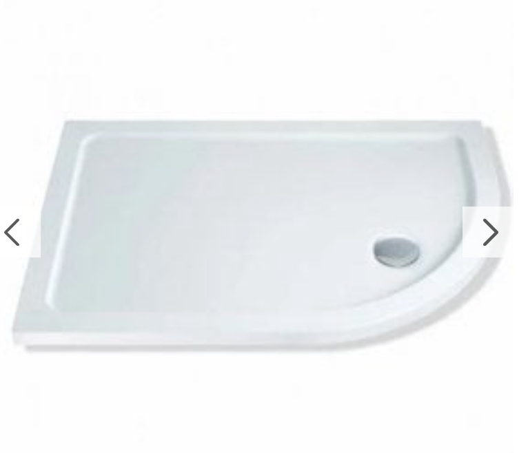 MX White Offset Quadrant ABS Stone Resin Shower Tray Right Hand 1000- Select Size