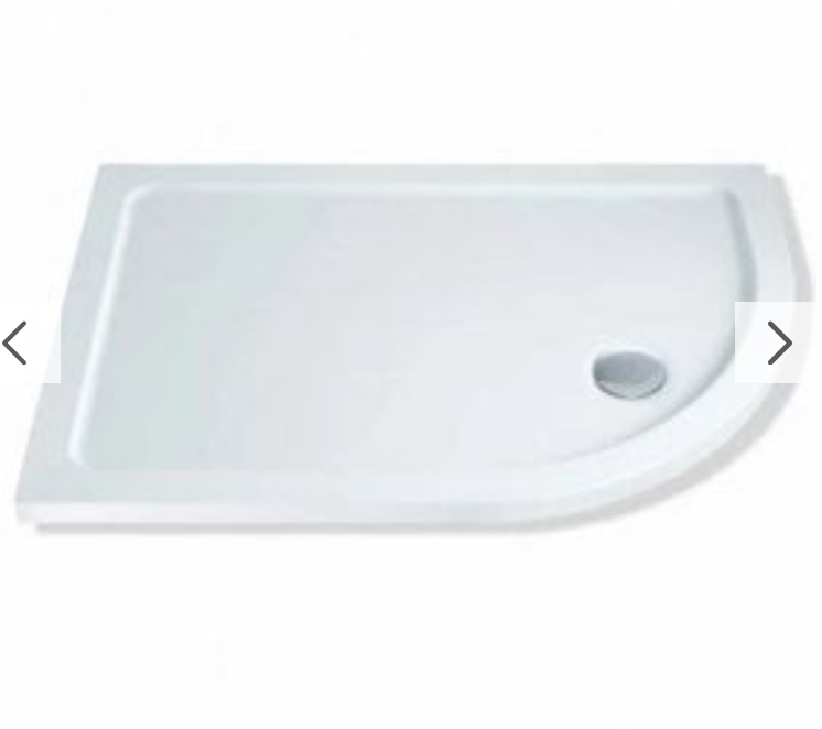 MX White Offset Quadrant ABS Stone Resin Shower Tray Right Hand 1200 - Select Size