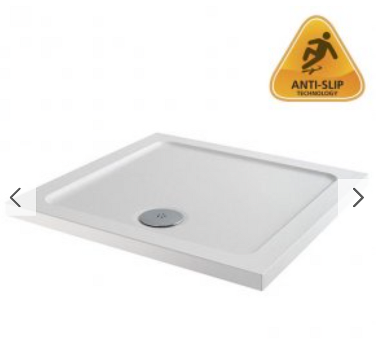 MX White Square Anti Slip ABS Stone Resin Shower Tray - Select Size