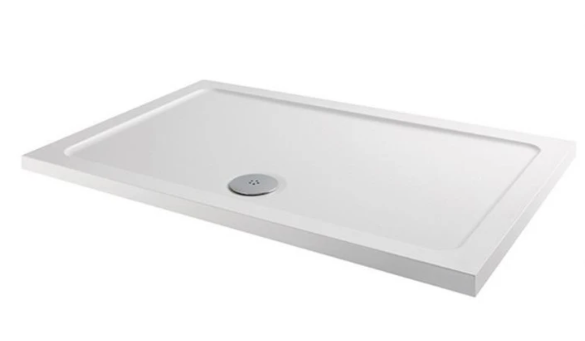 MX White Rectangular Anti Slip ABS Stone Resin Shower Tray - Select Size