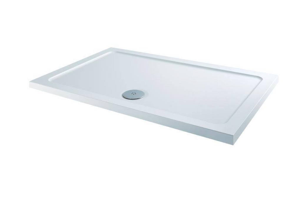 MX White Rectangular Anti Slip ABS Stone Resin Shower Tray - Select Size