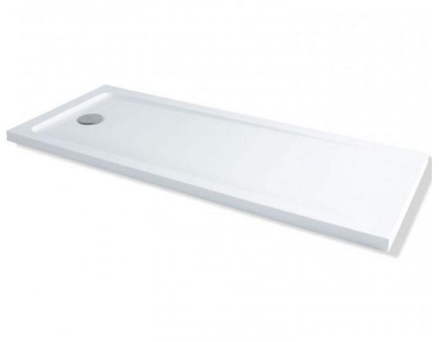 MX White Rectangular End Waste Anti Slip ABS Stone Resin Shower Tray 1700 x 700mm