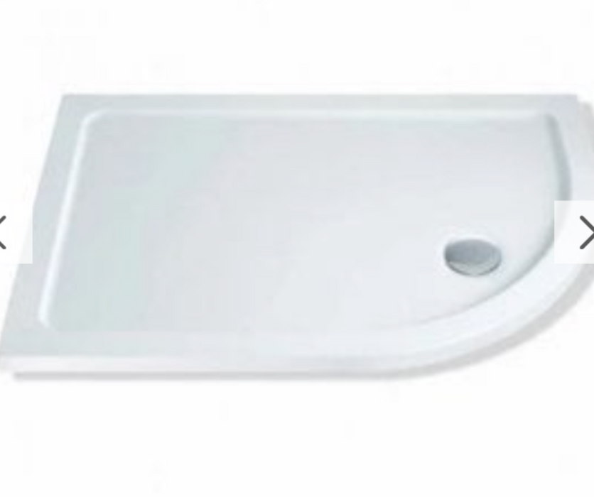 MX White Offset Quadrant Anti Slip ABS Stone Resin Shower Tray Right Hand - Select Size