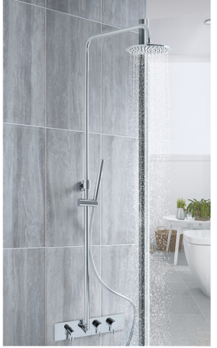 JTP Florence Chrome Thermostatic Concealed 2 Outlet Shower Valve with Rigid Riser
