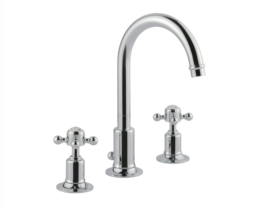 JTP Grosvenor Chrome Cross 3 Hole Basin Mixer