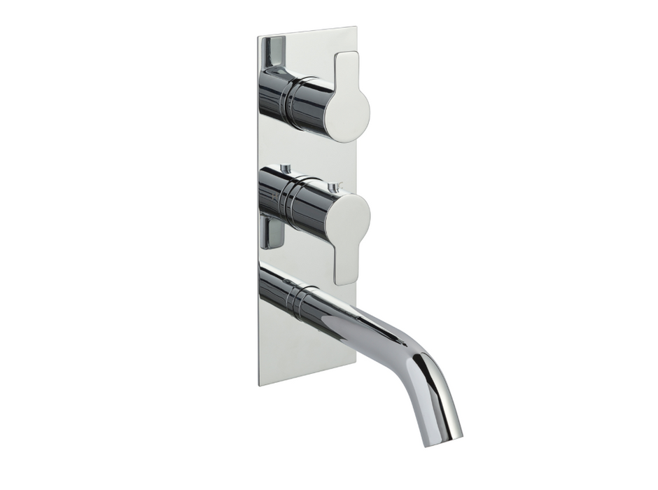 JTP Amore Chrome Thermostatic Concealed 2 Outlets Shower Valve with Spout
