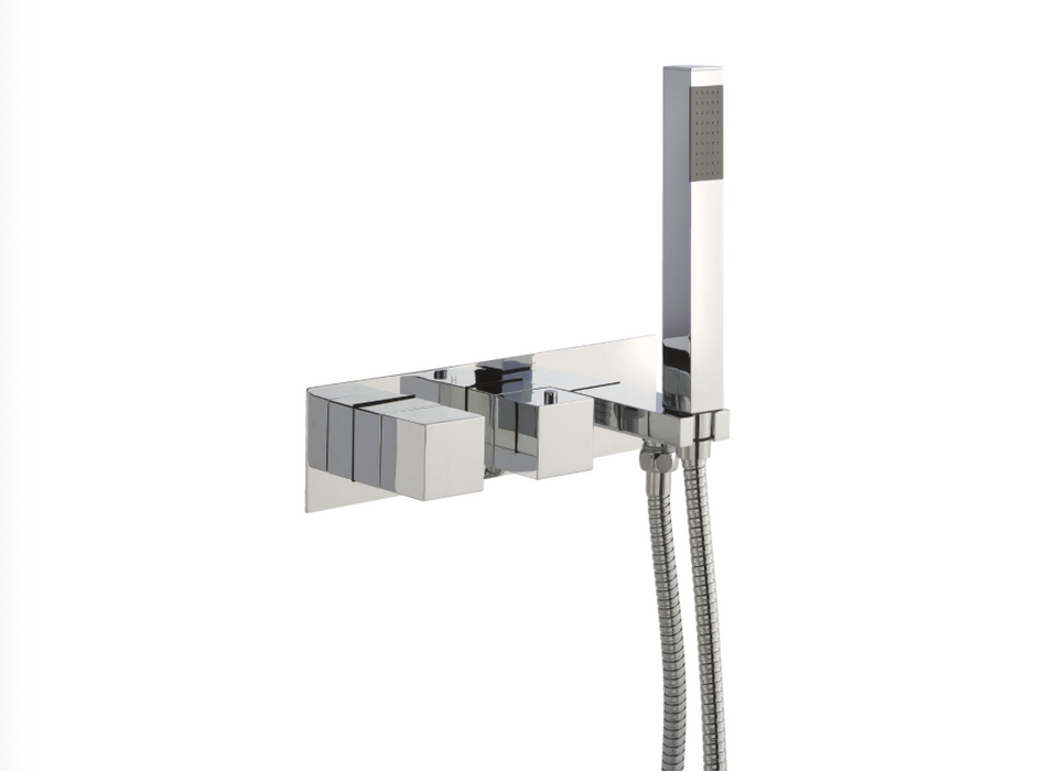 JTP Athena Chrome Thermostatic Concealed 2 Outlet Valve with Handset