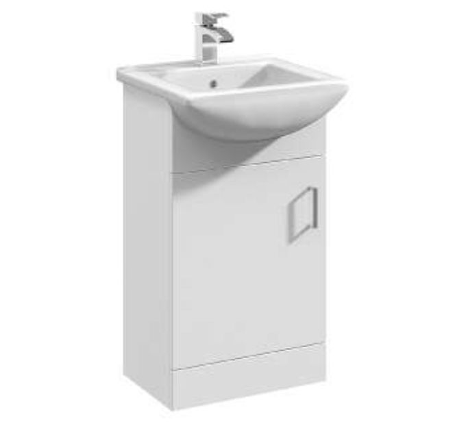 Villia Vision Gloss White 450mm 1 Door Unit with Basin