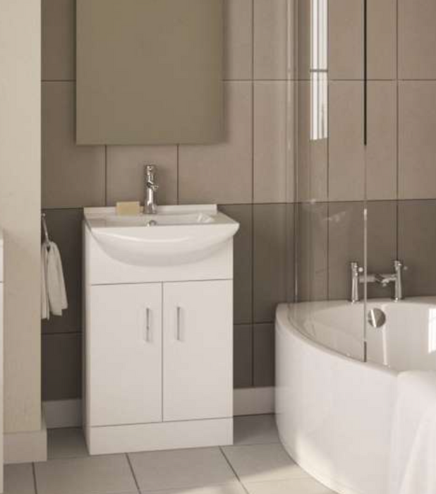 Villia Vision Gloss White 550mm 2 Door Unit with Basin