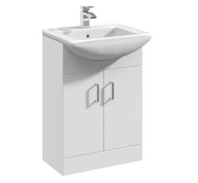 Villia Vision Gloss White 550mm 2 Door Unit with Basin