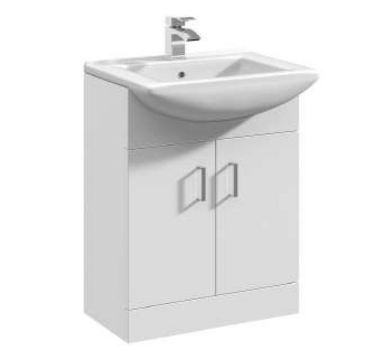 Villia Vision Gloss White 650mm 2 Door Unit with Basin