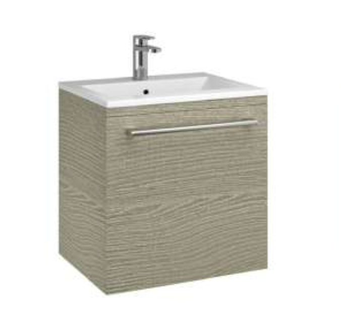 Odyssey Modular Grey Textured Driftwood 500 Wall Hung Vanity Unit with Basin