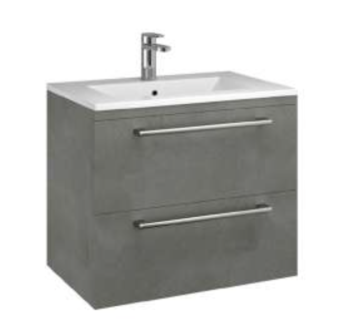Odyssey Modular Claystone Textured 600 2 Drawer Wall Hung Vanity with Basin