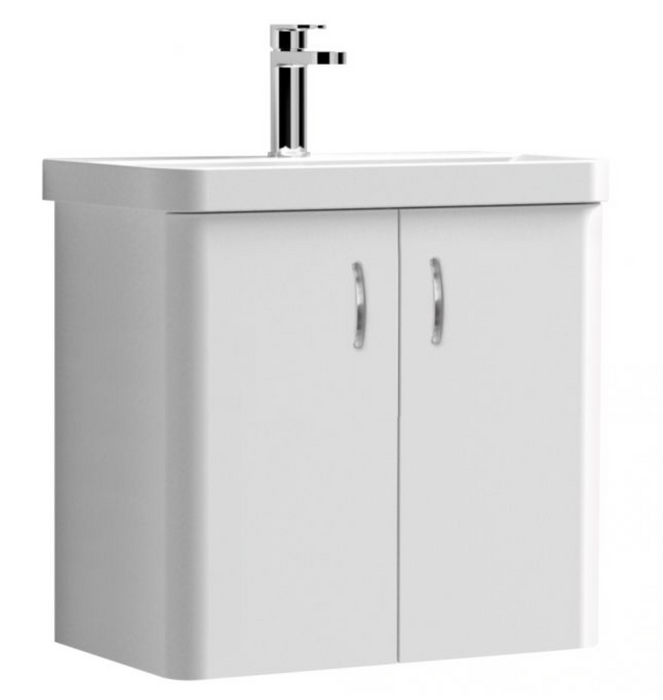 Tumho White Gloss 400mm Wall Hung Vanity Unit with Basin