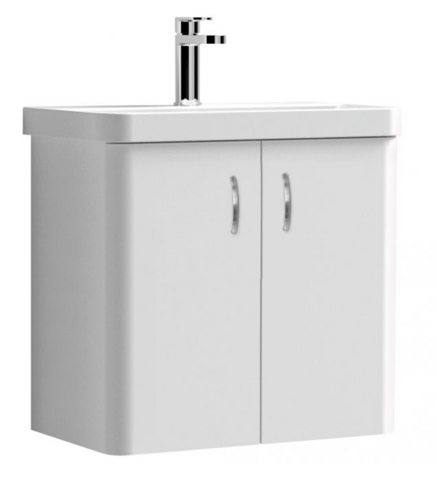 Tumho Gloss White 600mm Wall Hung Vanity Unit with Basin