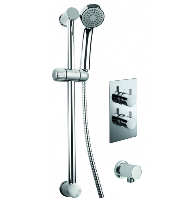 Trisen Acksor Chrome Round Concealed Thermostatic Valve with Wall Outlet and Kit
