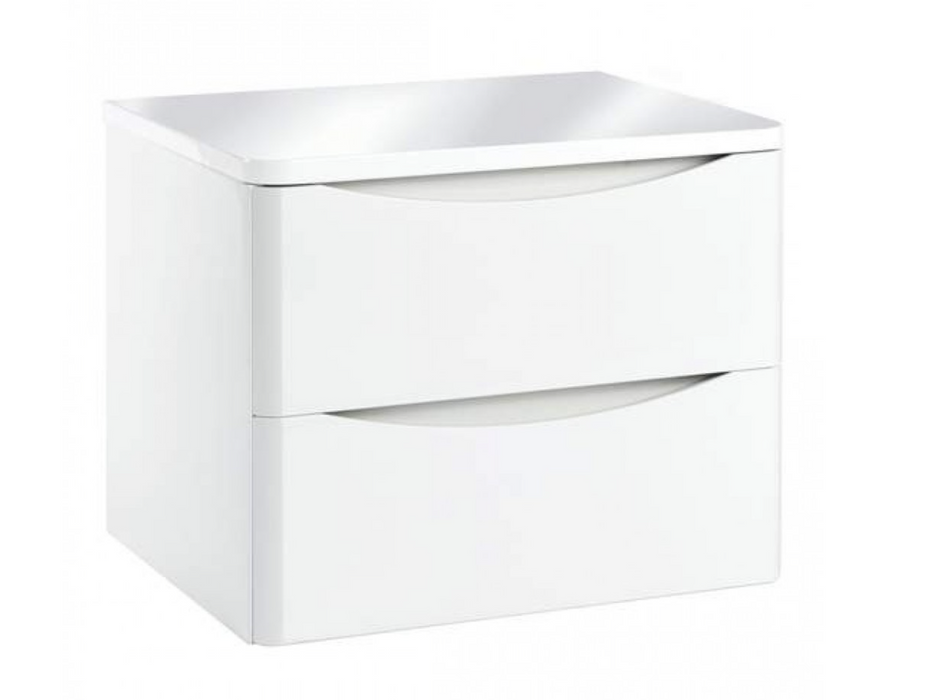 Bella High Gloss White 600 Wall Hung Vanity with Worktop