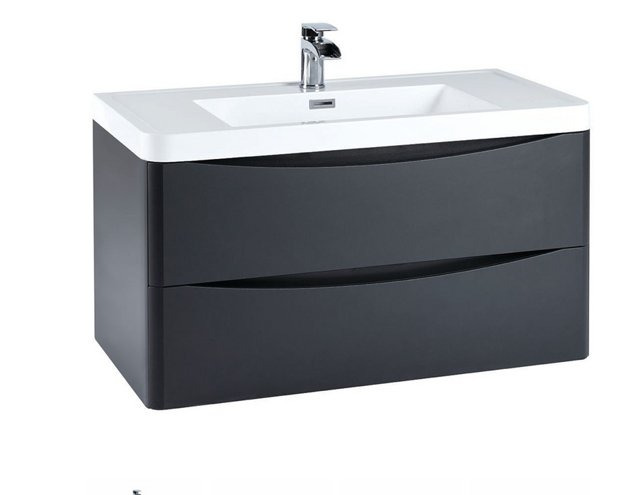Bella High Gloss White 900 Wall Hung Vanity with Worktop