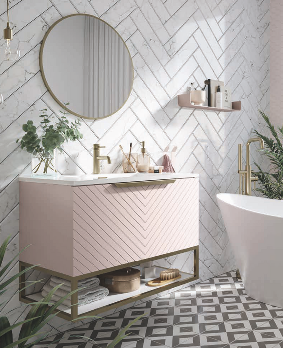 Chevron Pink 600 Vanity Unit with Ambience Basin