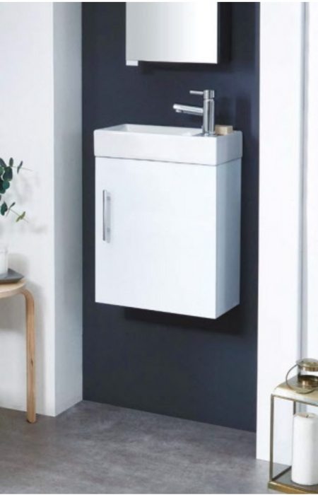 Lanza White 400 Wall Hung Cloak Vanity with Basin