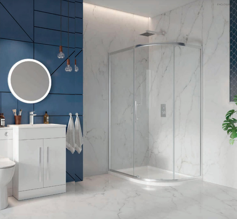 S6 Offset Single Door Quadrant 8mm Enclosure 1000 x 800mm