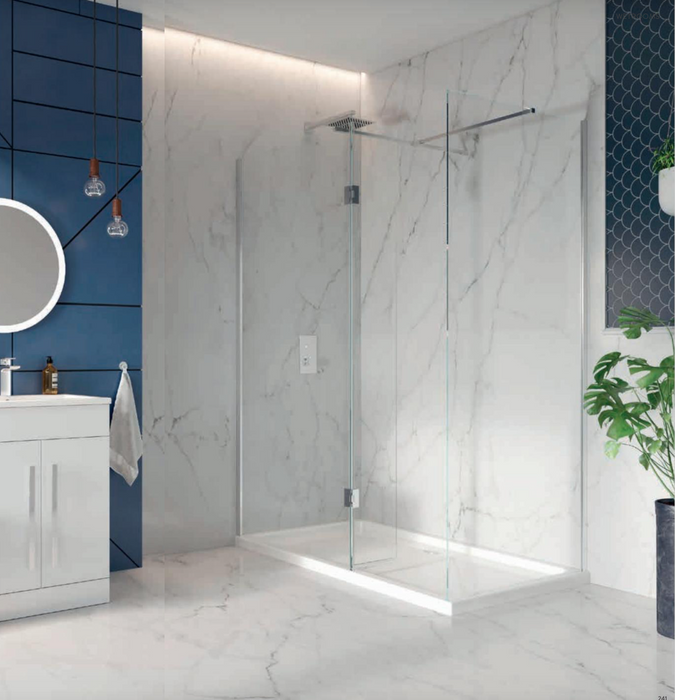 S8 Chrome Wetroom Panel 900mm with 275mm Return Screen