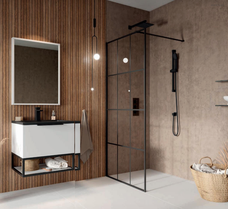S8 Noir Grid Single Wetroom Panel 800mm
