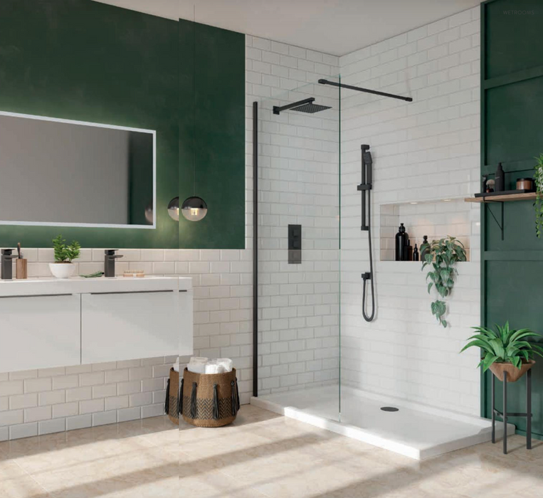 S8 Noir Black Profile Single Wetroom Panel 1000mm