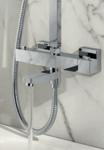 Block Chrome Rigid Riser Shower with Bath Filler — Wise Bathrooms