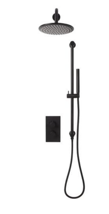 Core Brushed Brass Round Handle with Head and Handset Riser Kit