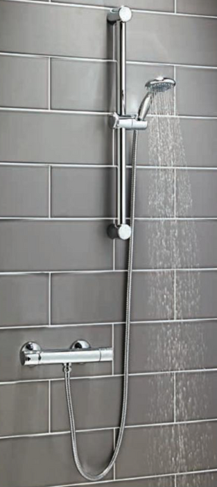 Premium Chrome Round Exposed Bar Valve with Riser Rail Kit