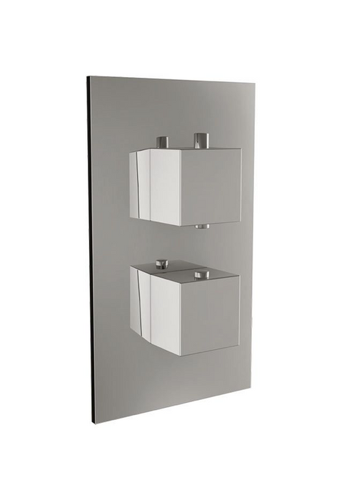 Scudo Chrome Square Single Outlet Valve with Twin Handle