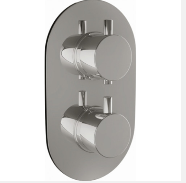 Scudo Chrome Round Triple Outlet Valve with Triple Dual Handle with Diverter