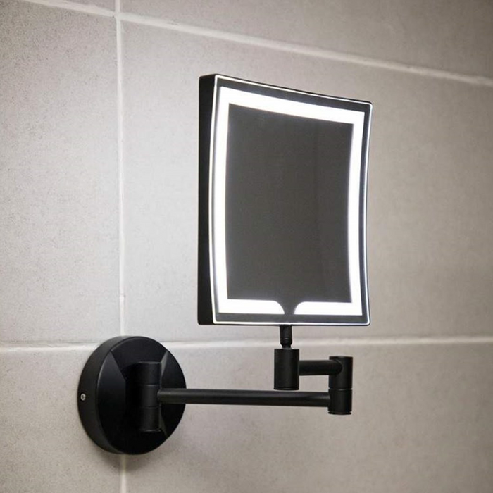 Noir Black Round Wall Mounted LED Make Up Mirror
