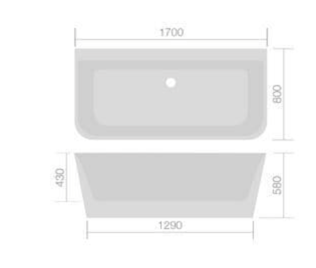 Mono Thin-Edged Freestanding Bath 1700 x 800mm
