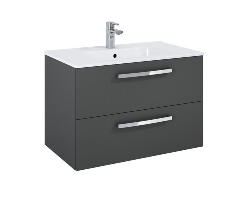 Aquatrend Gloss Grey 800 Wall Hung Vanity with Basin