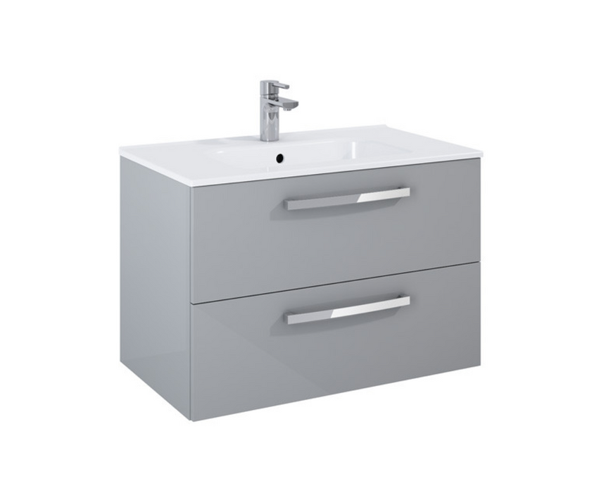 Aquatrend Gloss Grey 800 Wall Hung Vanity with Basin