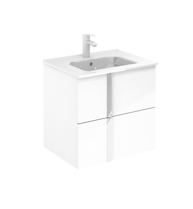Onix Gloss White 610 2 Drawer Wall Hung Vanity with Basin