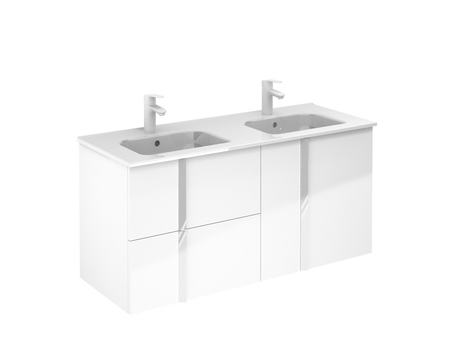 Onix Gloss White 1210 2 Drawer/Door Wall Hung Vanity with Basin