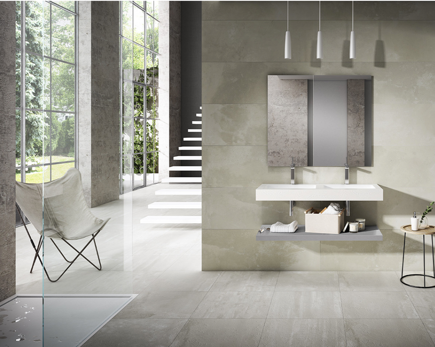 Elements Nordic White 1200 Stone Wall Hung Double Basin