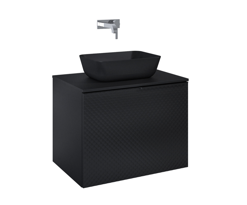Glam Textured Noir 900 Wall Hung Vanity Unit with Worktop
