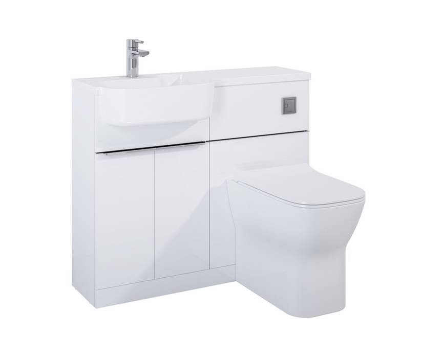 Linea White 1000 Furniture Pack RH with Piccolo BTW WC & Cistern RH